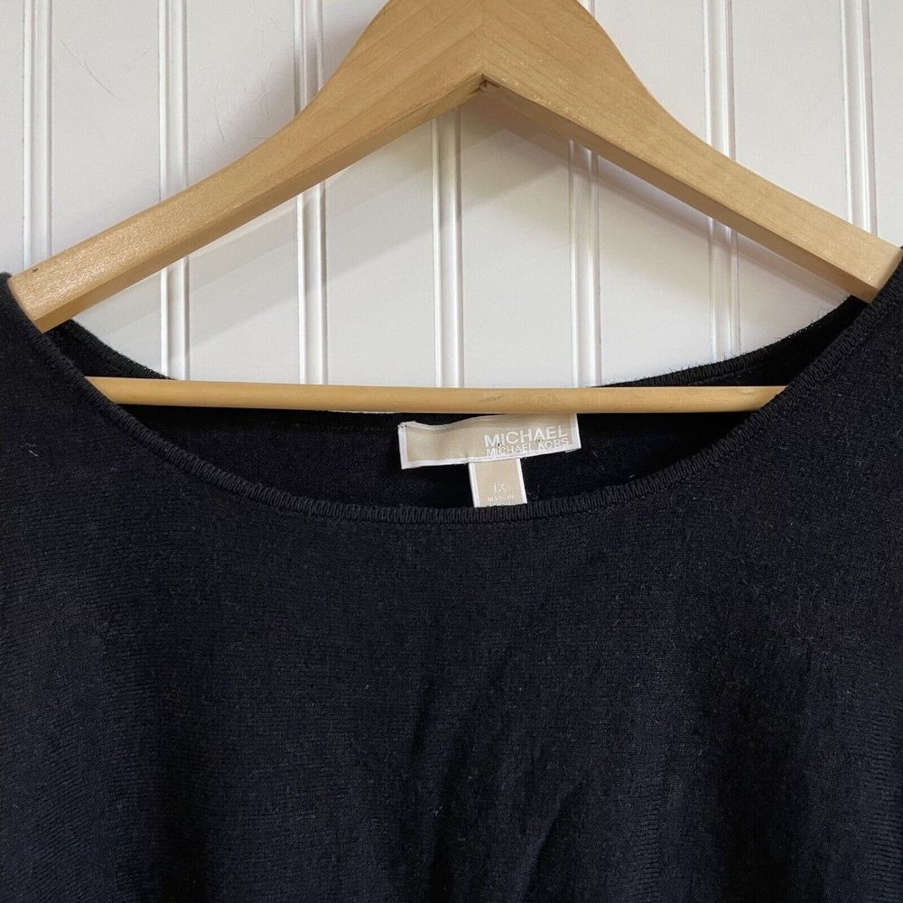 Michael Michael Kors Sweater Womens 1X Black Long Sleeve Boat Neck Shirt Top - Picture 2 of 13